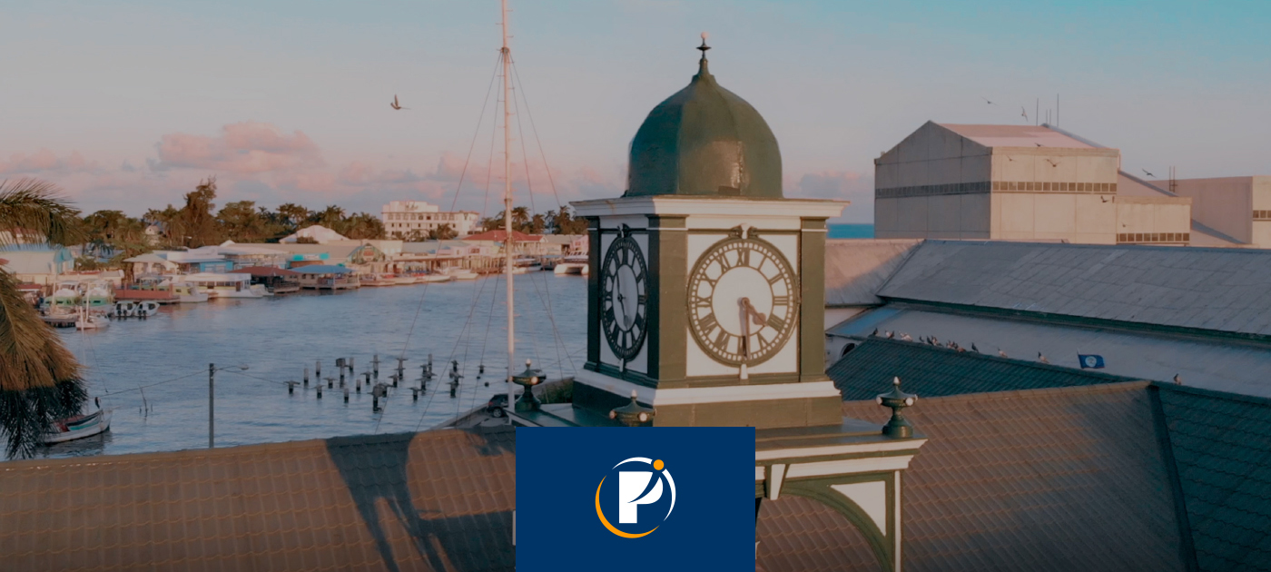 Belize City port with Protel BPO logo