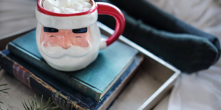 Sipping hot cocoa with friends is a special December treat.