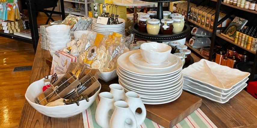 Before your next gathering, visit Bee & Thistle and Provisions for decor and gourmet foods.