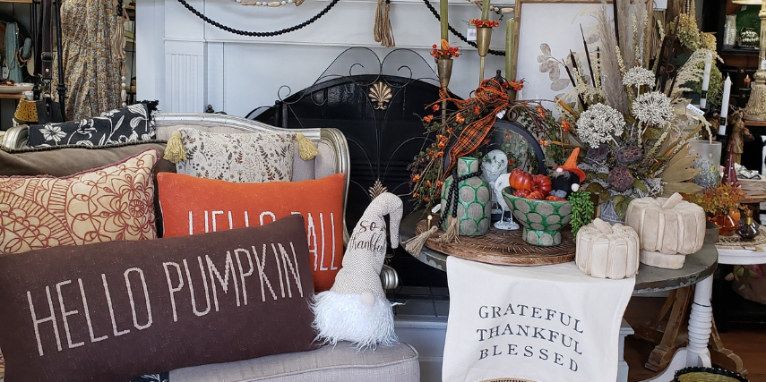 Visit Jamie's Secret Garden for fall decor that makes your whole home feel cozy and inviting.