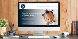 A website showcases the face of a small child to form an emotional connection with audiences.