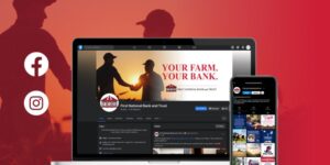 Image of a desktop website and mobile website, demonstrating consistent branding and marketing across both.