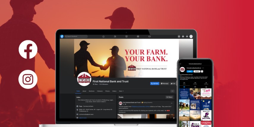 Image of a desktop website and mobile website, demonstrating consistent branding and marketing across both.