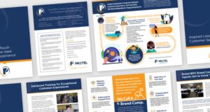 A collage of infographics and other graphic materials created by SJC for a client.