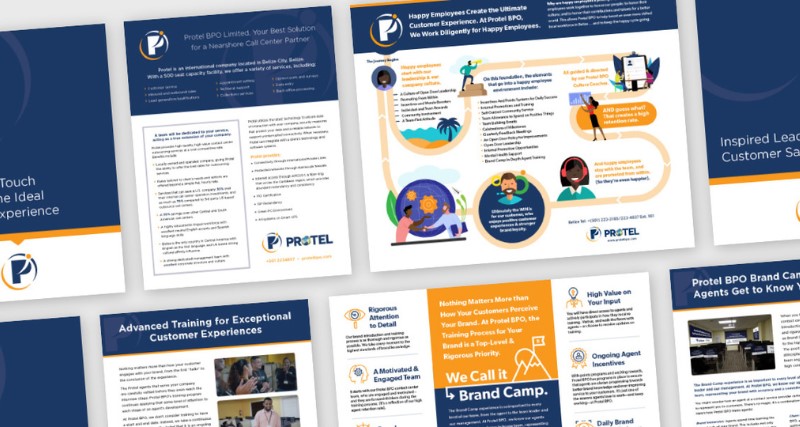 A collage of infographics and other graphic materials created by SJC for a client.