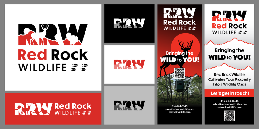 Image showing multiple formats for Red Rock Wildlife logo.